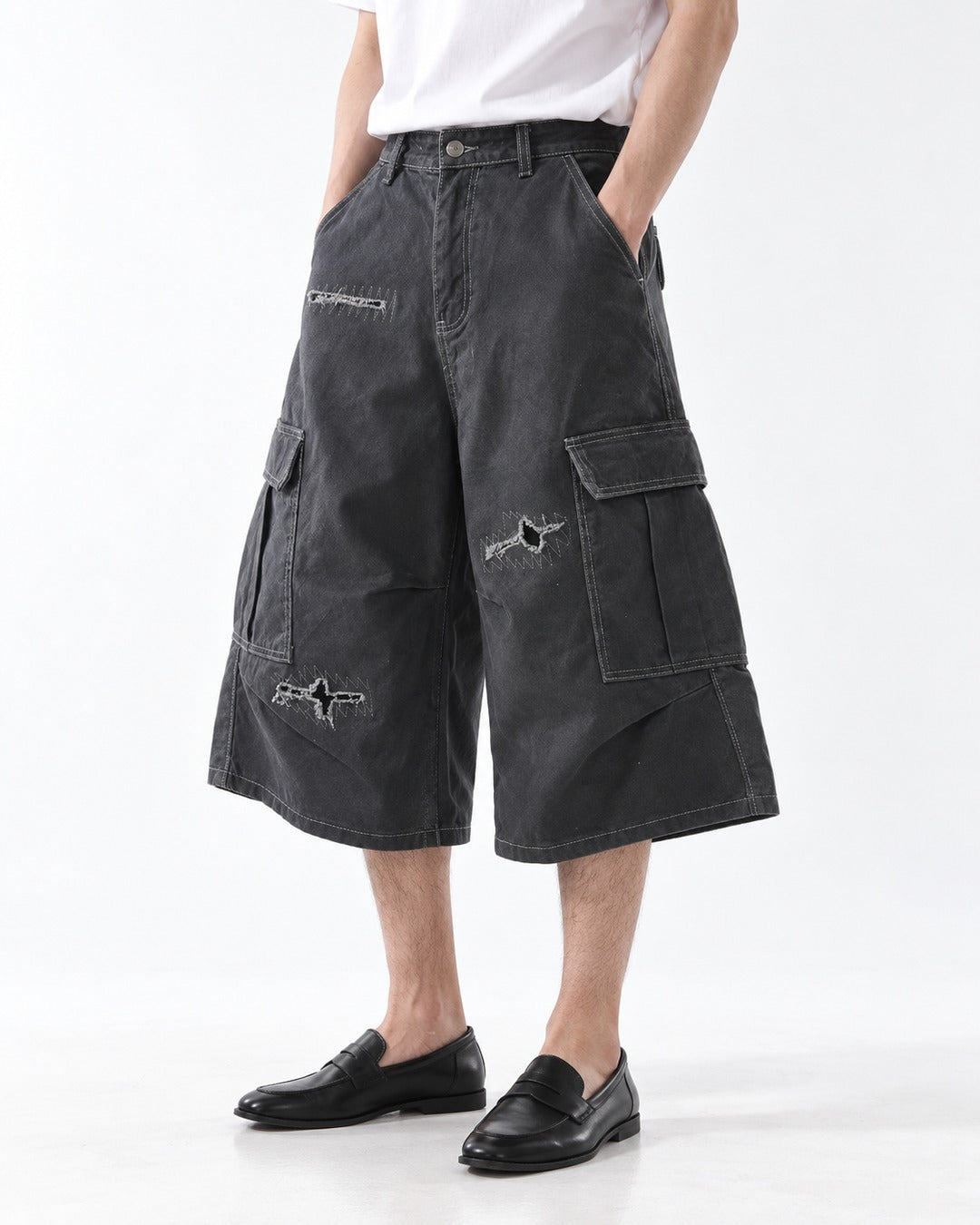 Stitched Patch Cargo Shorts