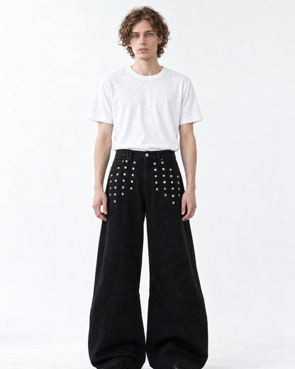 Studded Wide Leg Denim Pants