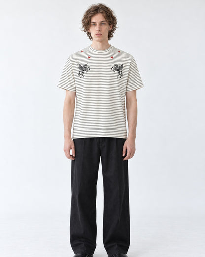 Pegasus Embroidered Pinstripe T-Shirt