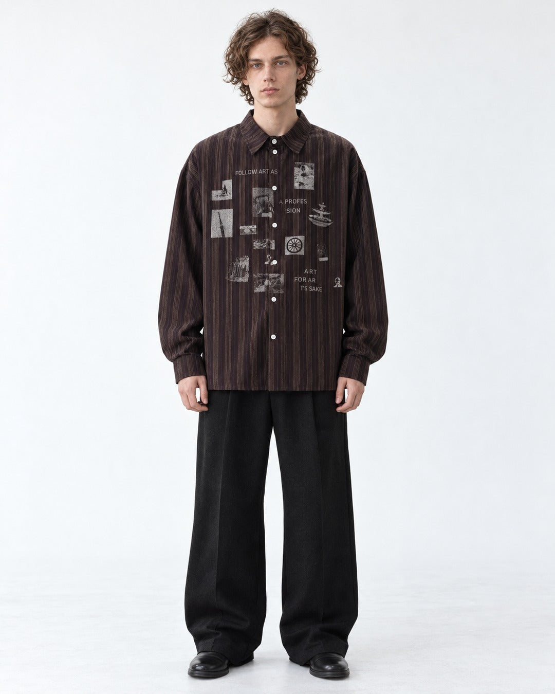 Striped Art-Collage Shirt