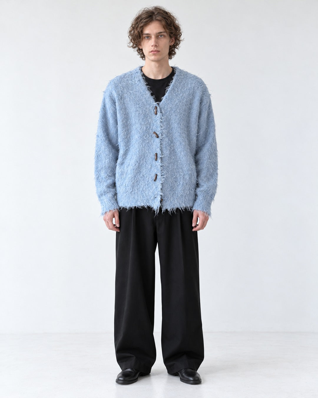 Sky Blue Shaggy Toggle Cardigan