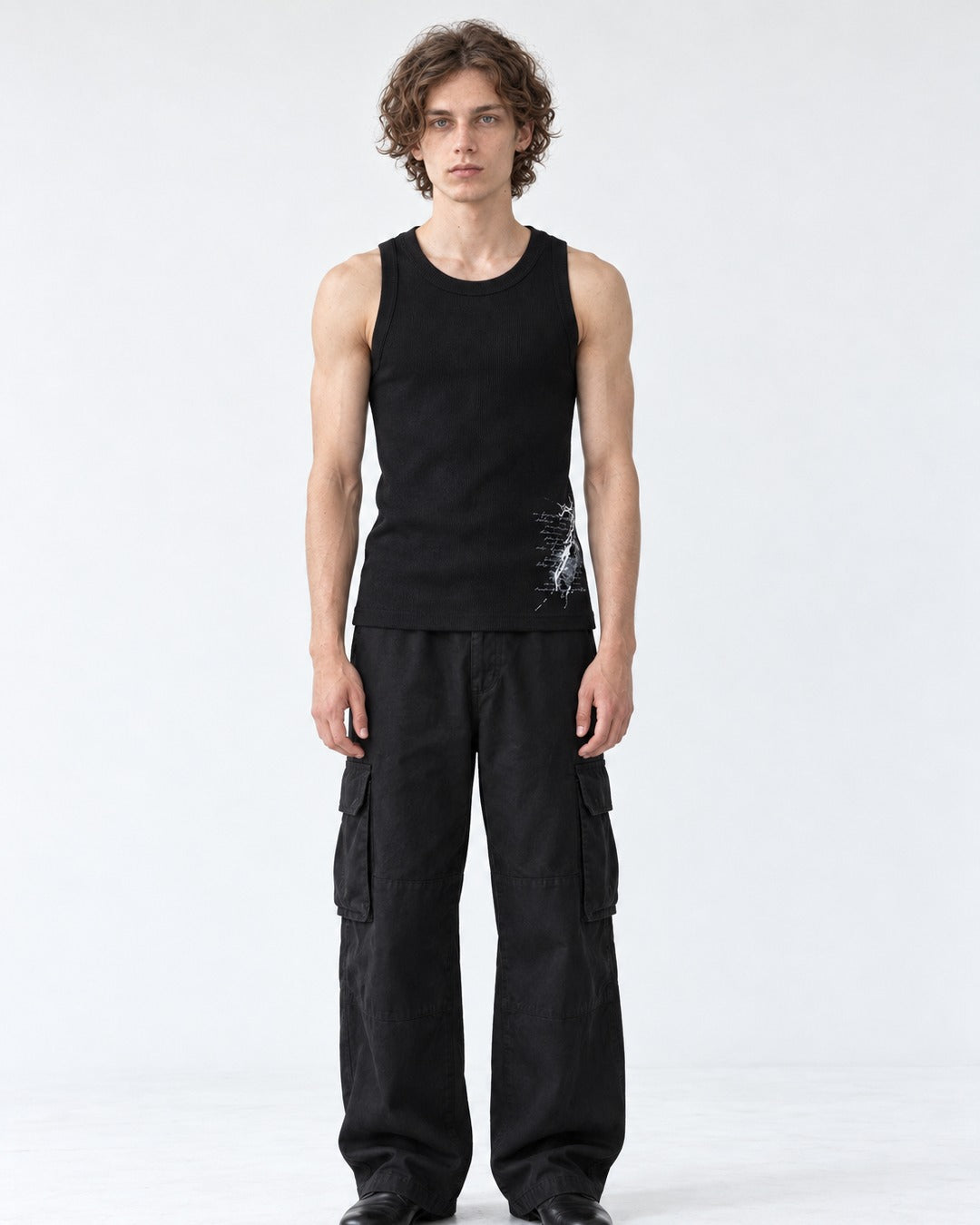 Ribbed Tank Top with Graphic Print