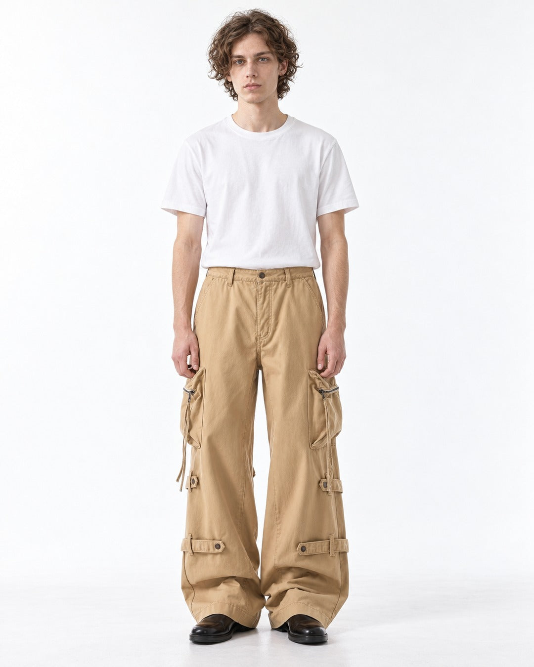 Strap Detail Zip Pocket Cargo Pants