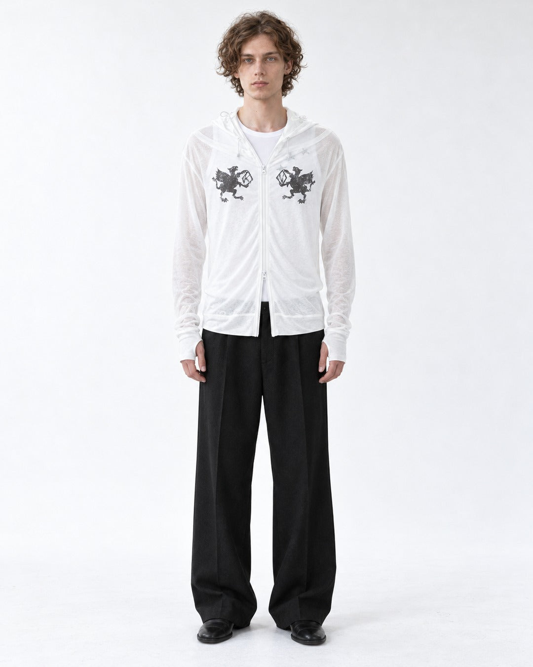 Gargoyle Print Zip Hooded Jacket