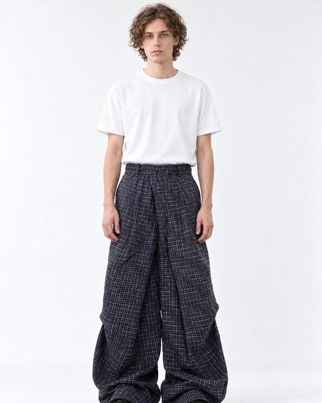 Plaid Wide-Leg Pants