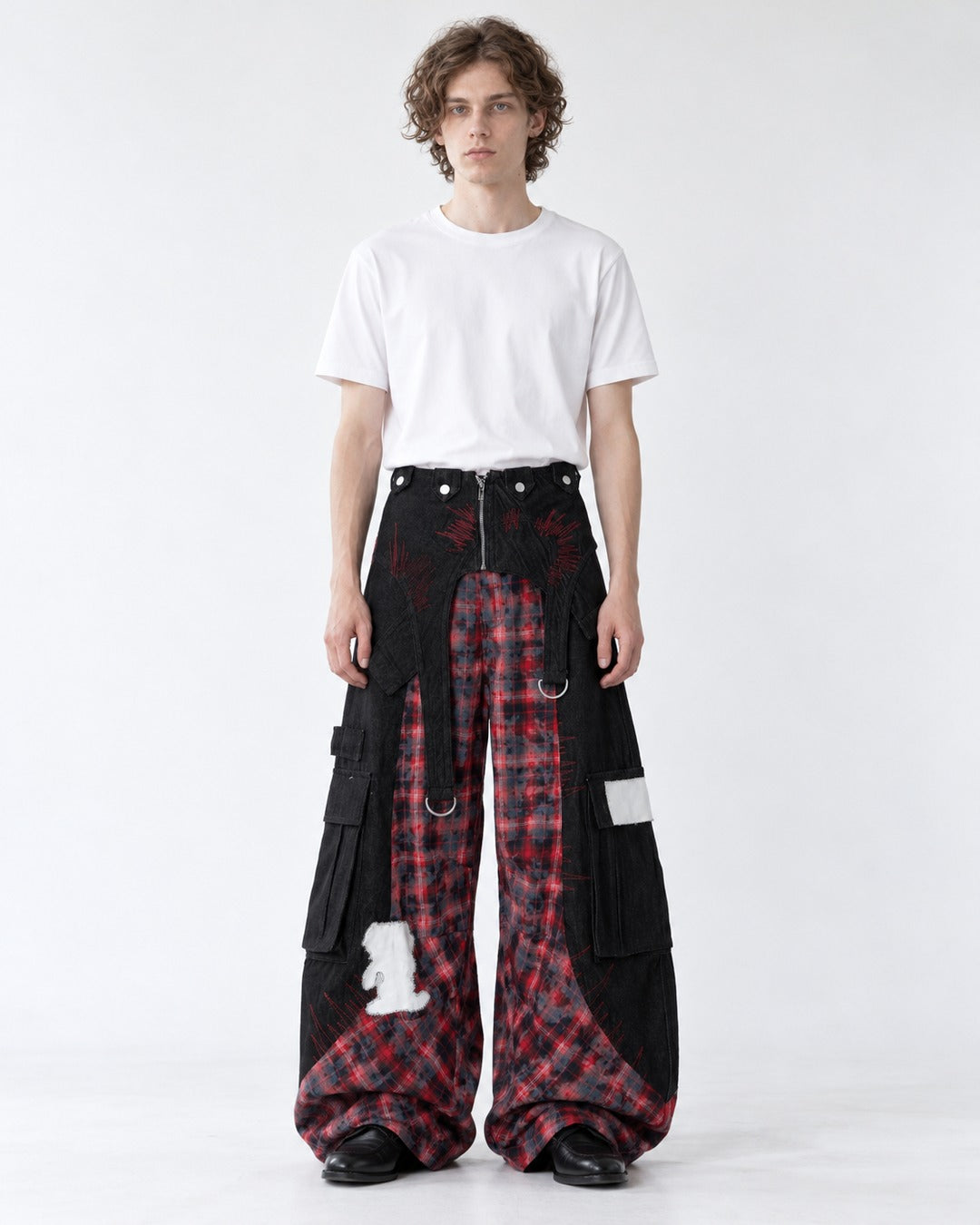 Tartan Panel Patchwork Pants