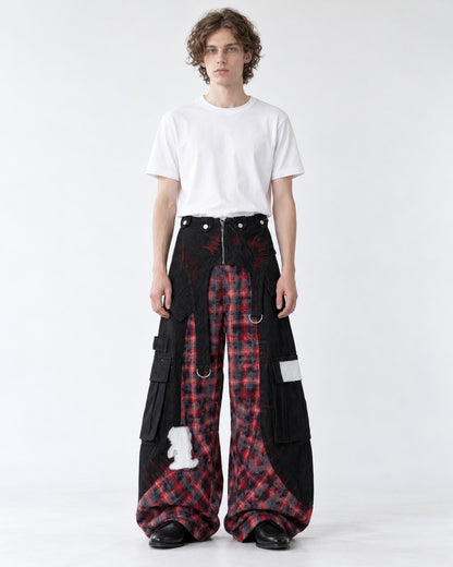 Tartan Panel Patchwork Pants