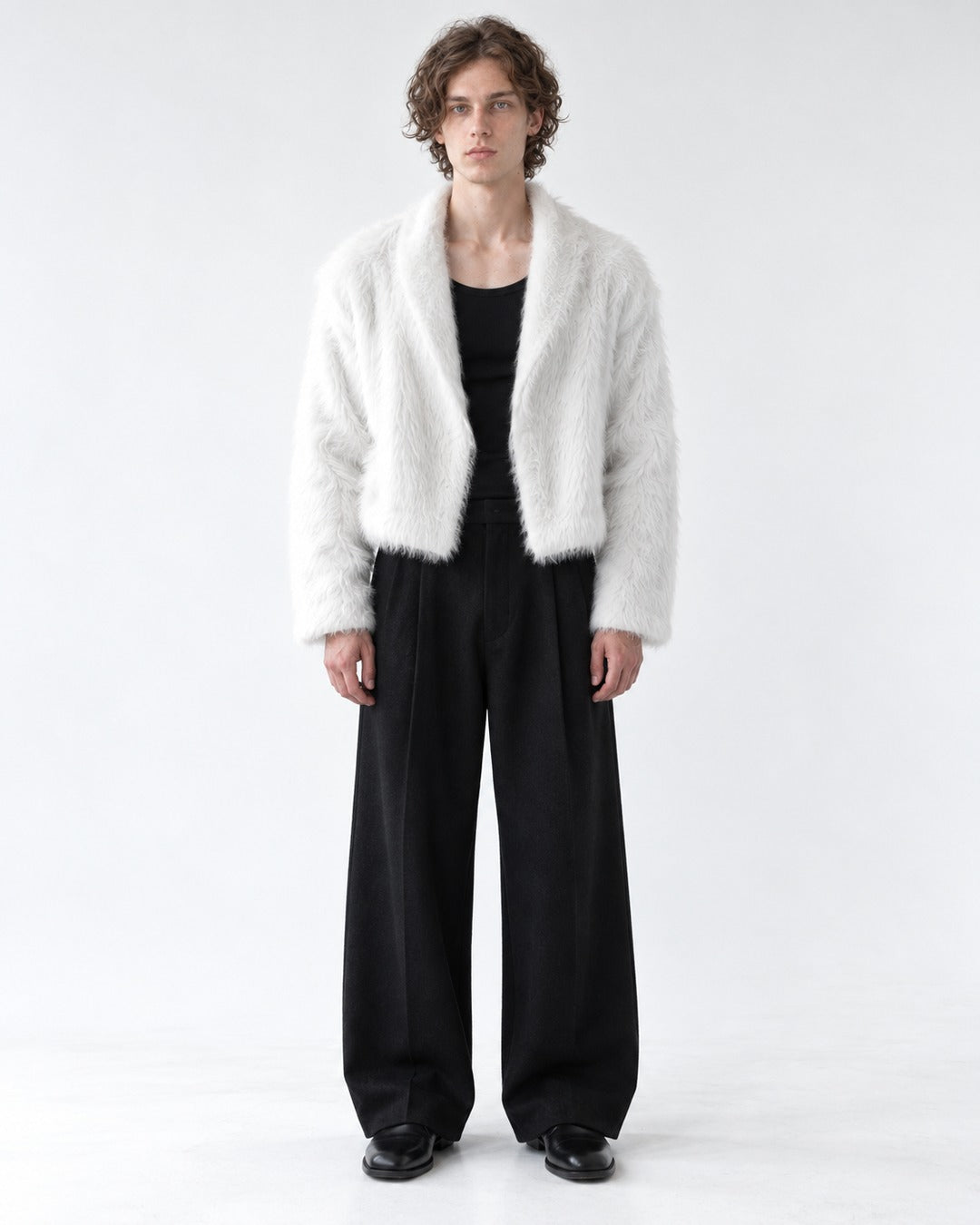 Fuzzy-Knit Draped Cardigan