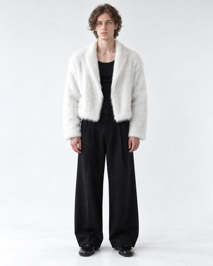Fuzzy-Knit Draped Cardigan
