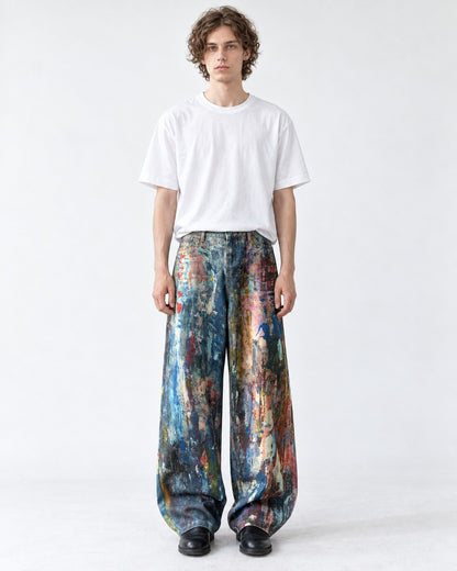 Painted Splatter Wide-Leg Jeans