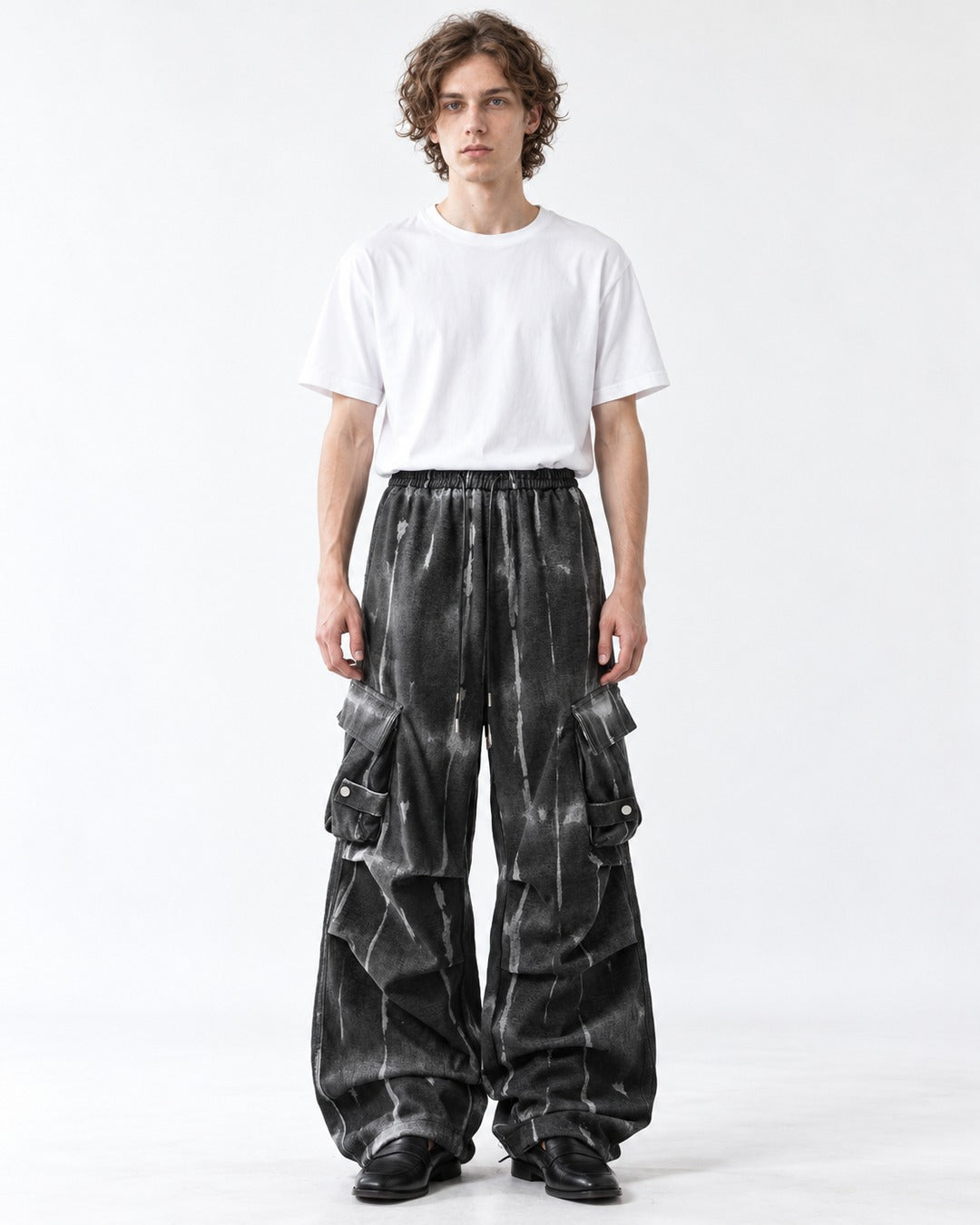 Tie-Dye Wide-Leg Cargo Pants