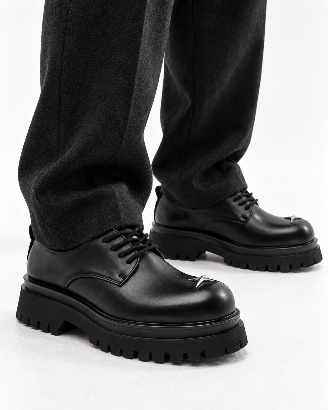 Chunky-Sole Derby Shoes with Star Plate