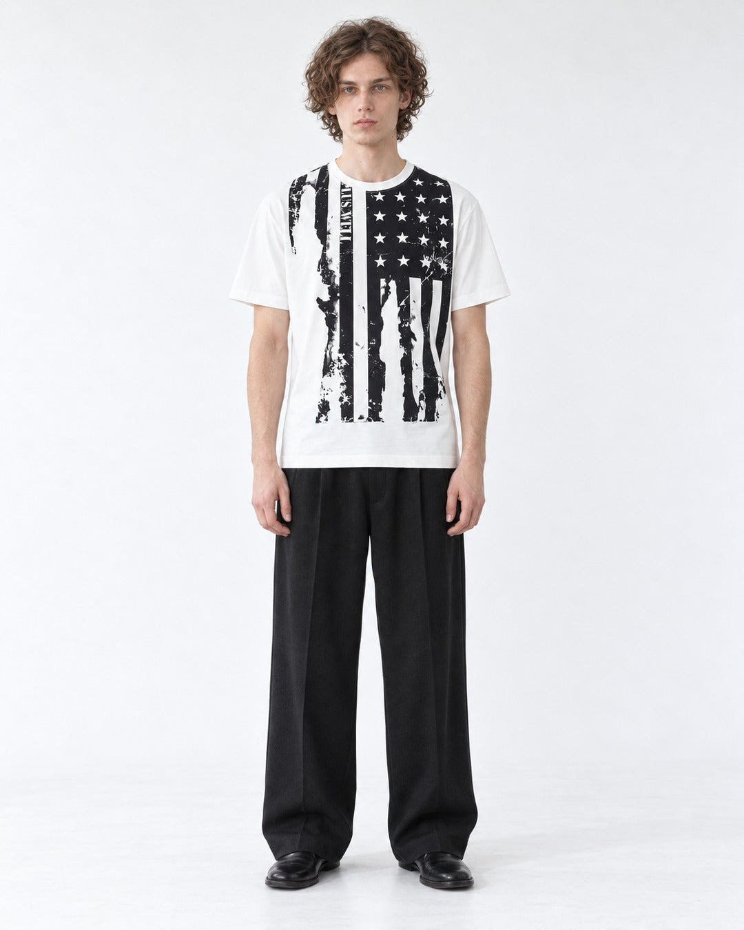 Flag Print Cotton T-Shirt