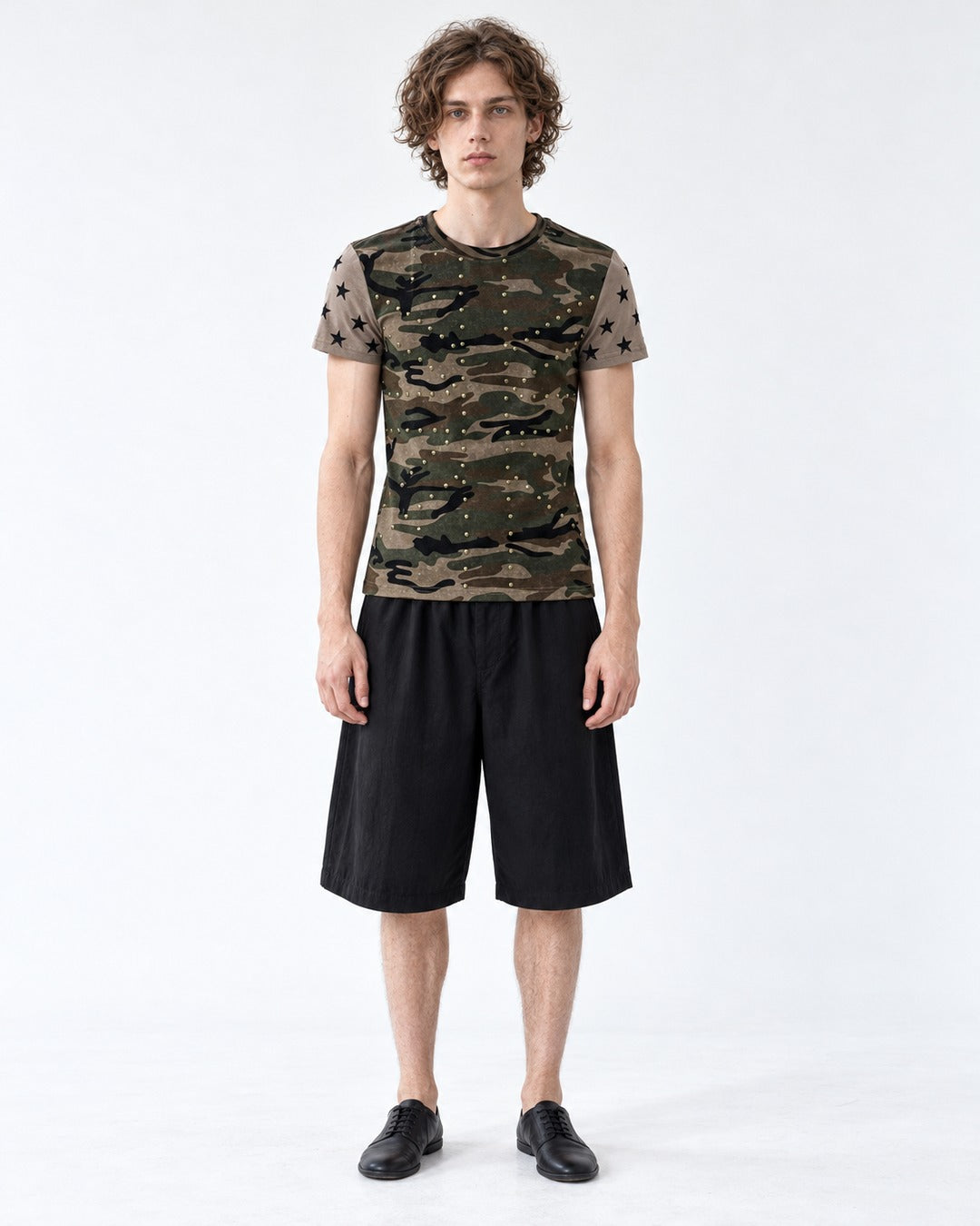 Star Print Camouflage Stud T-Shirt