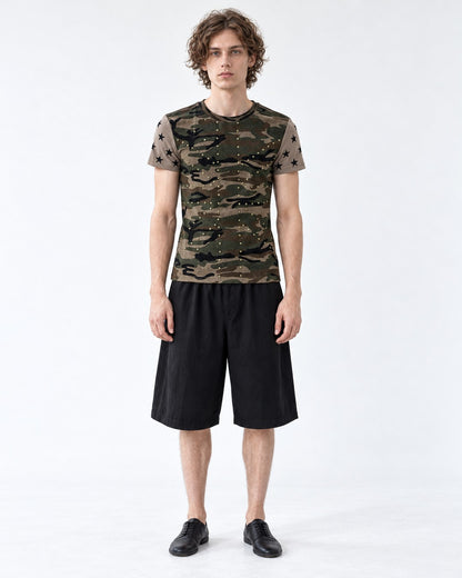 Star Print Camouflage Stud T-Shirt