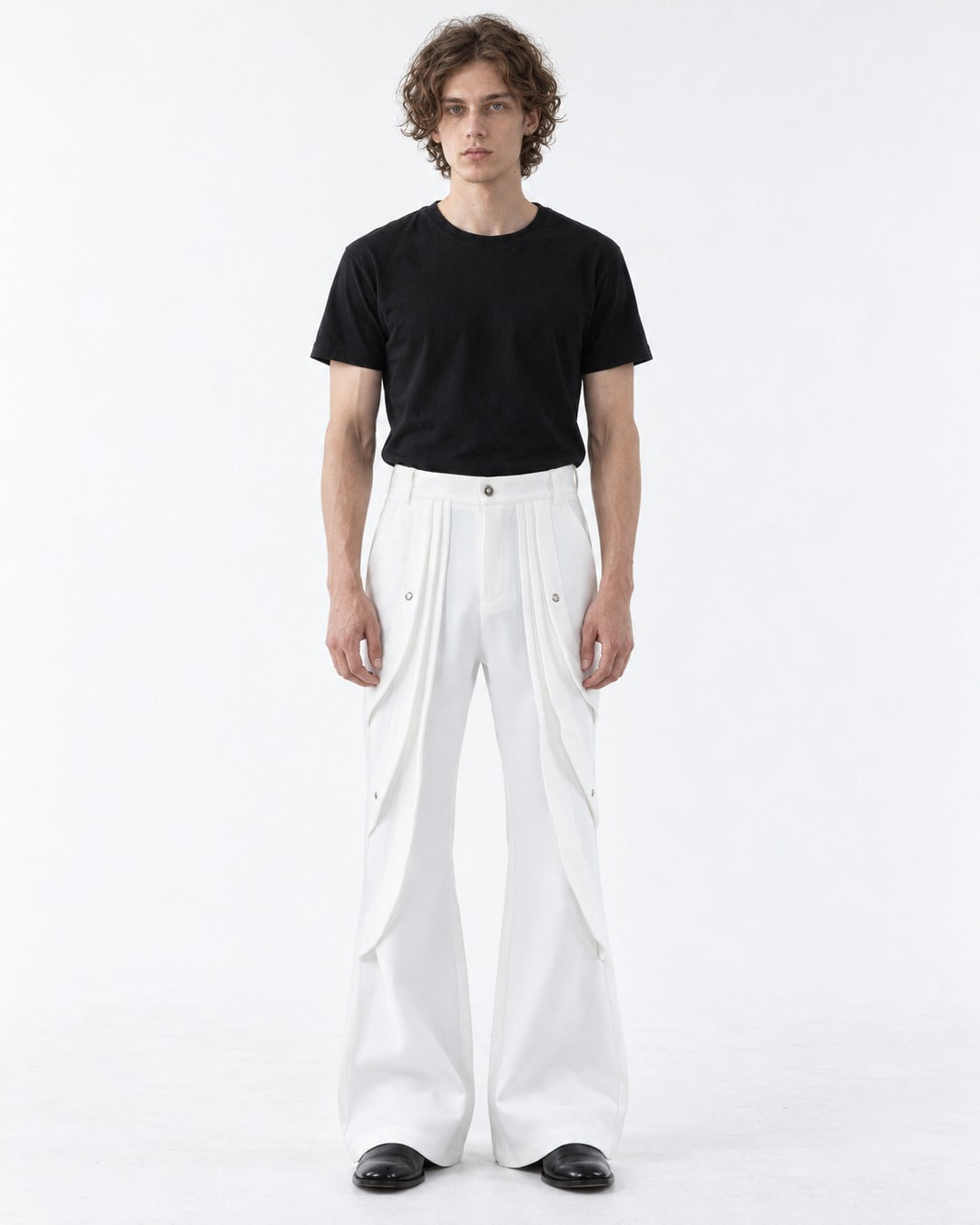 Layered Drape Panel Flared Pants