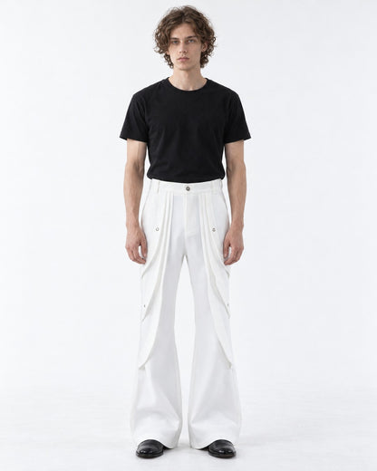 Layered Drape Panel Flared Pants