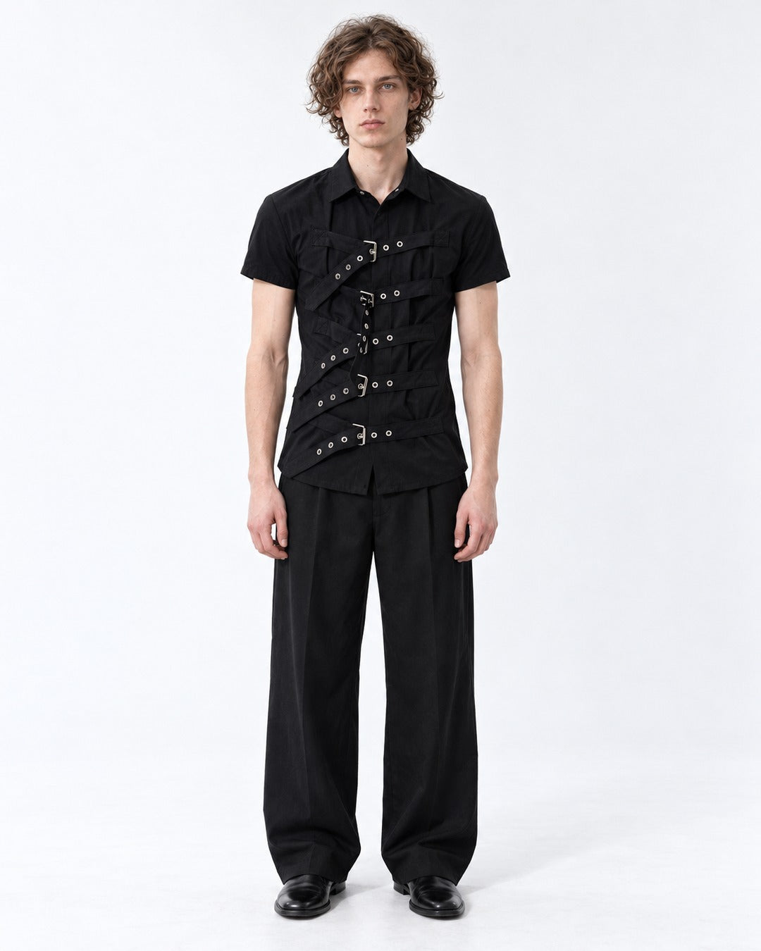Diagonal Strap Eyelet Shirt