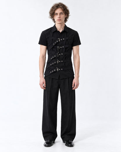 Diagonal Strap Eyelet Shirt
