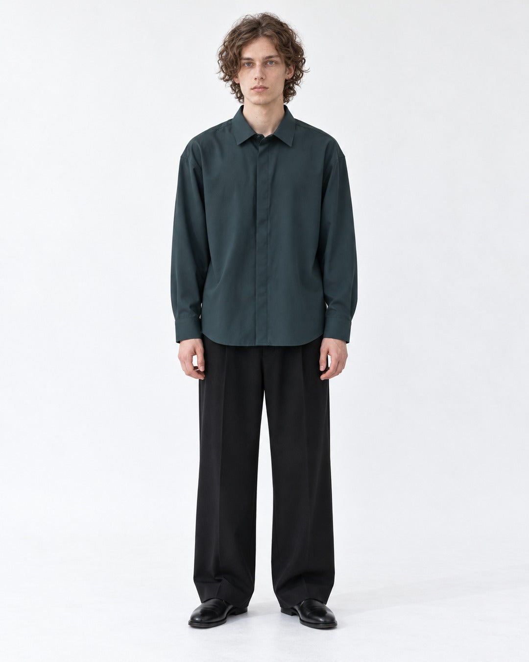 Hidden-Placket Relaxed Shirt