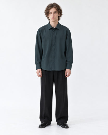 Hidden-Placket Relaxed Shirt