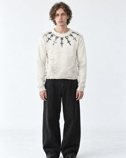 Dagger Cross Print Sweatshirt