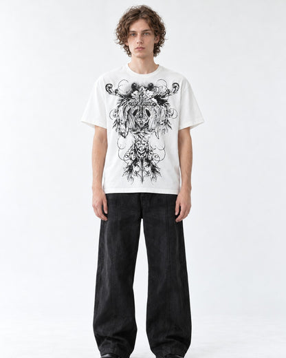 Winged Cross Gothic Print T-Shirt