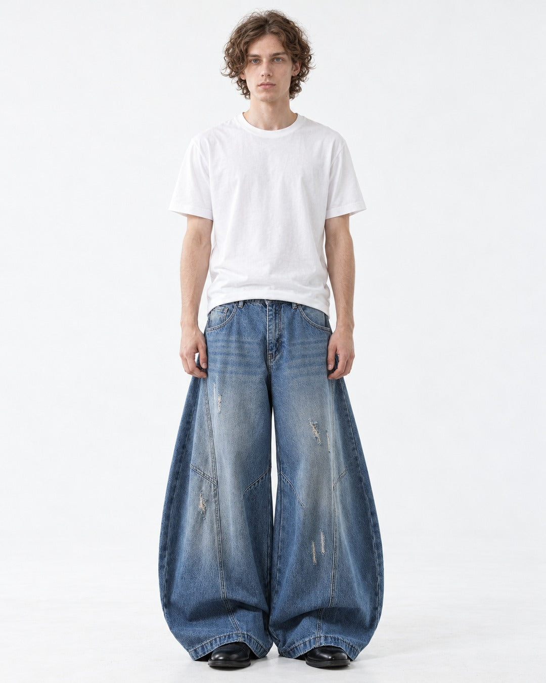 Faded Balloon Wide-Leg Jeans