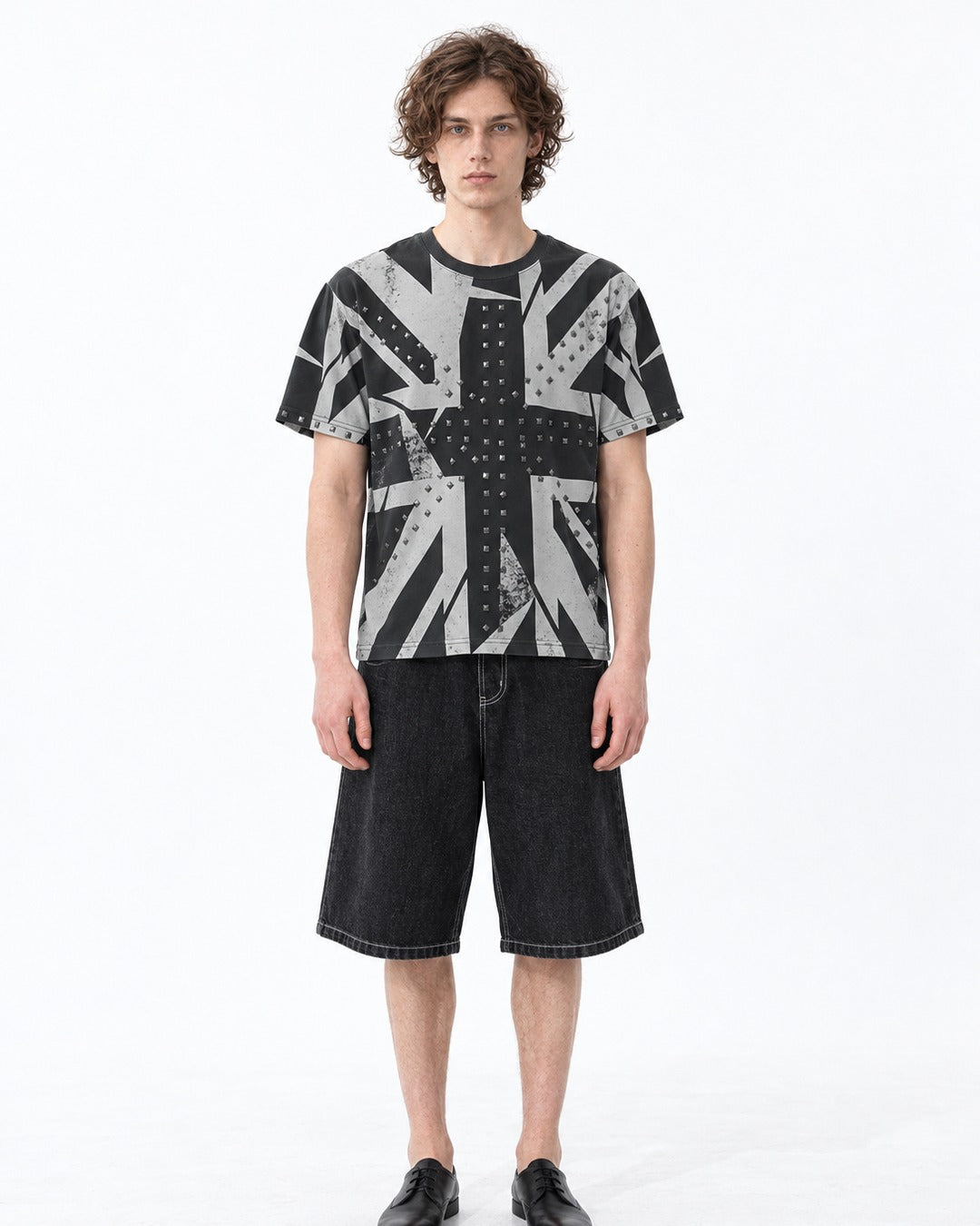 Union Jack Print Stud T-Shirt