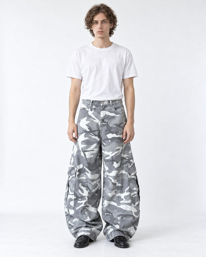 Camouflage Cargo Wide-Leg Pants