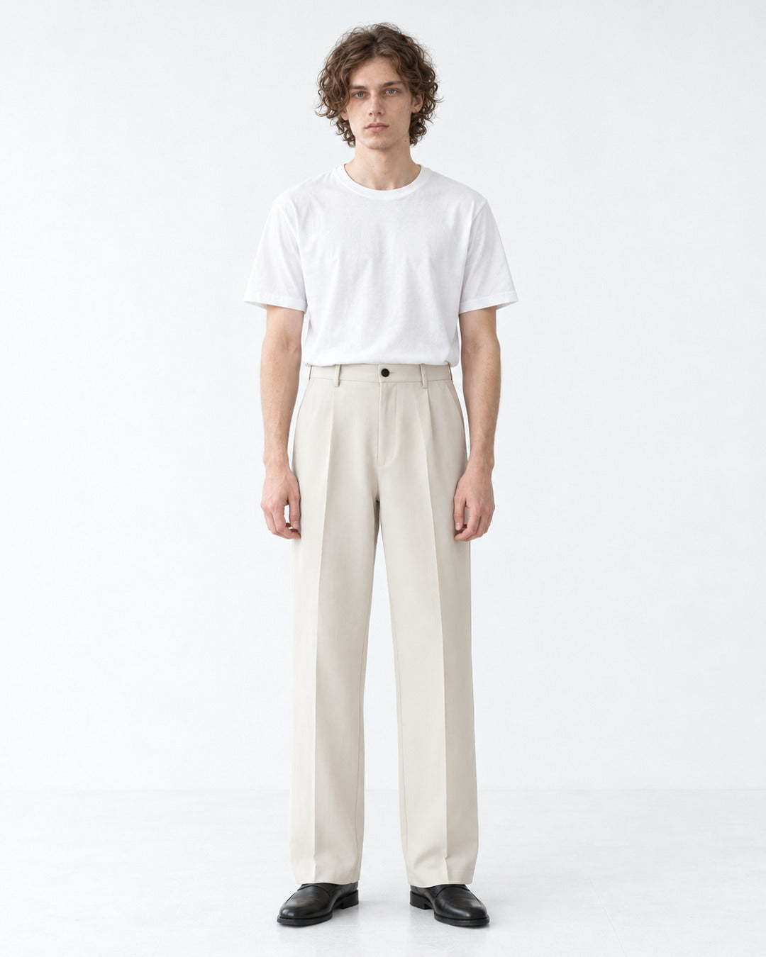Pleated Wide-Leg Dress Pants