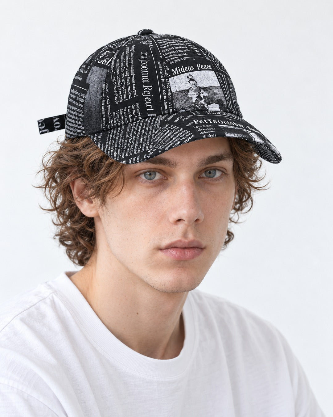 Newspaper Print Baseball Cap
