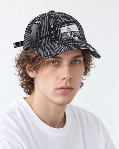 Newspaper Print Baseball Cap