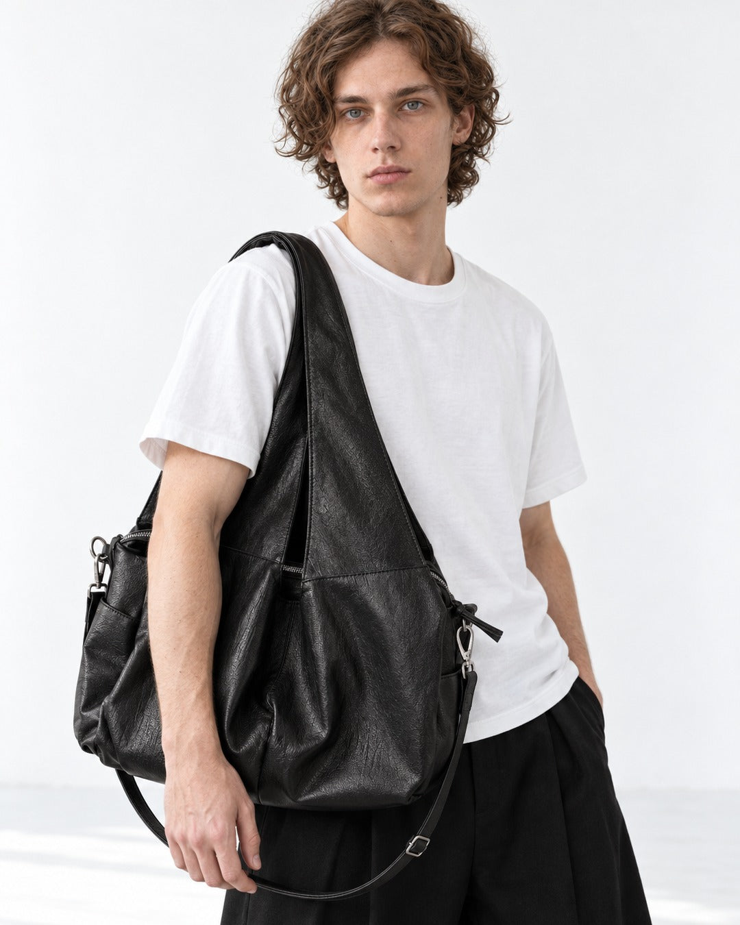 Pebbled Leather Slouch Tote