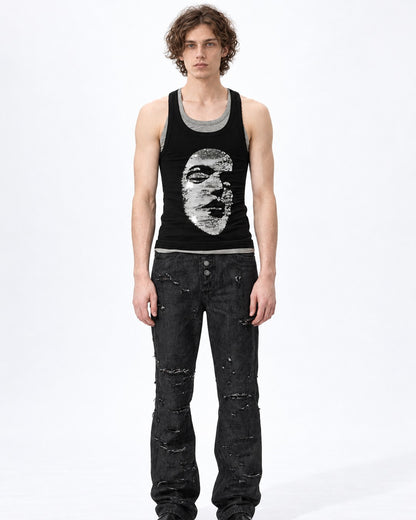 Sequin Face Graphic Layered Tank