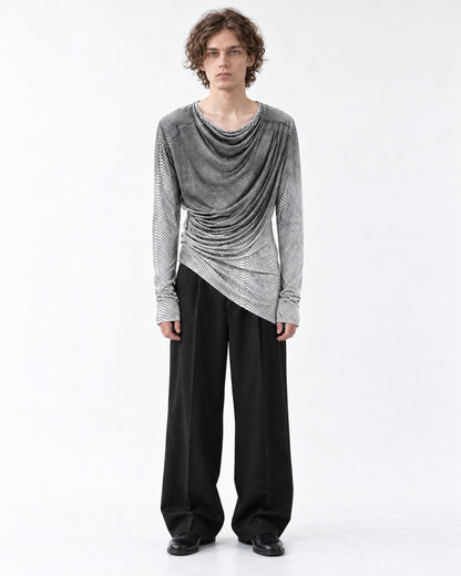 Snake Print Draped Cowl Neck Top