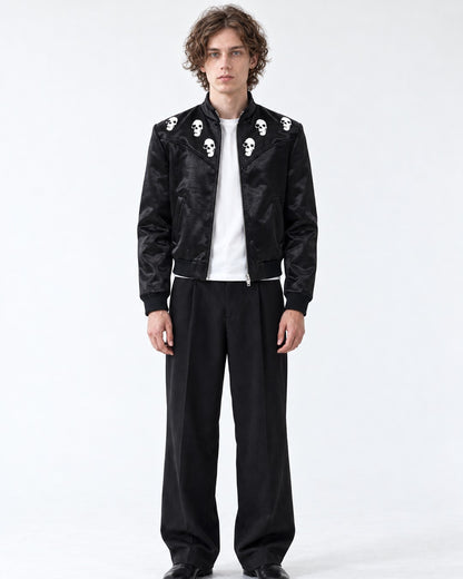 Skull Embroidered Short Jacket