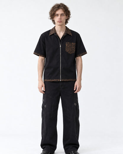 Leopard Pocket Zip Shirt