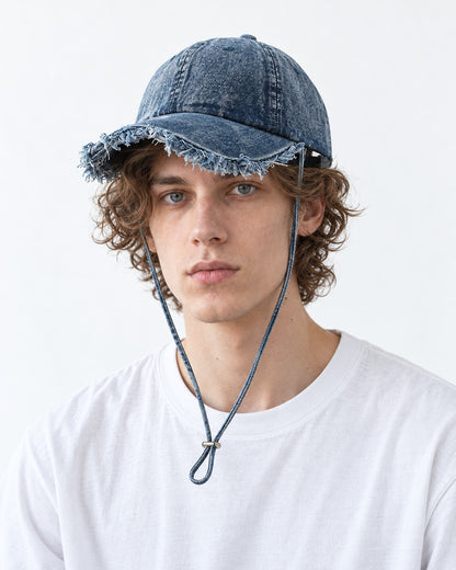 Frayed Denim Baseball Cap