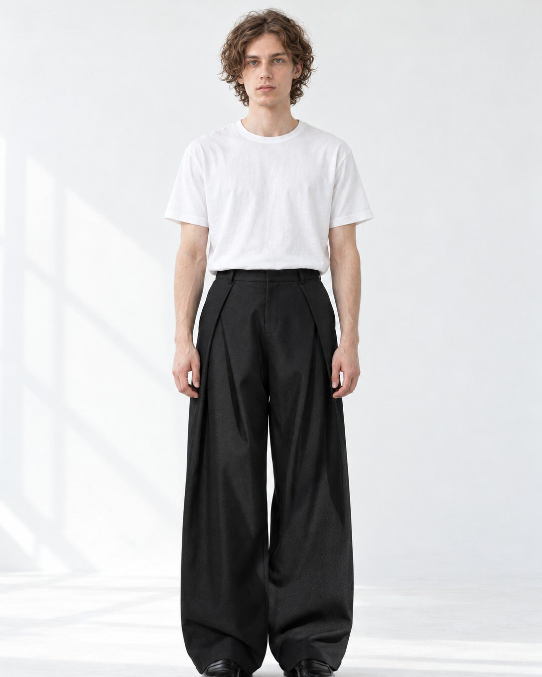 Deep-Pleat Wide Trousers