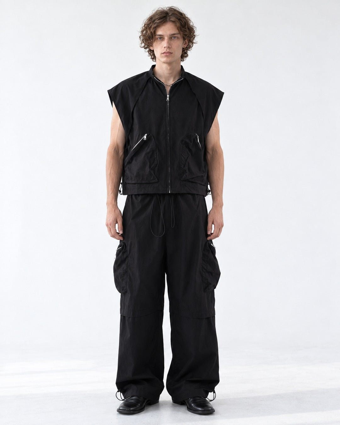 Sleeveless Zip Vest and Cargo Pants Set-Up