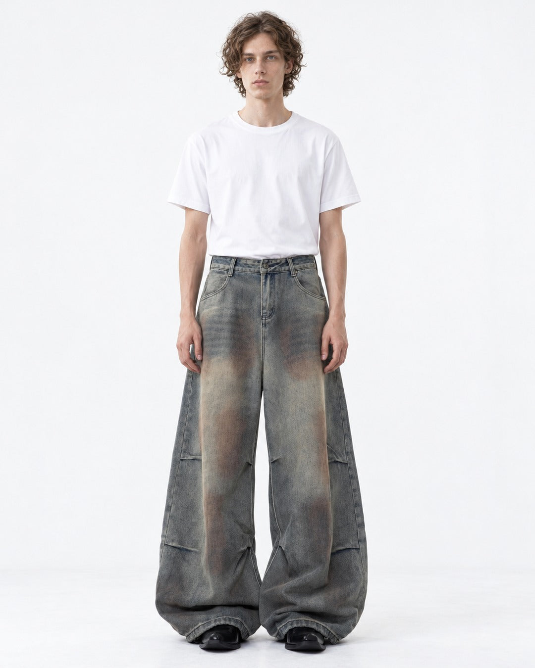 Rust Gradient Wide-Leg Denim Pants