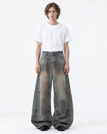 Rust Gradient Wide-Leg Denim Pants
