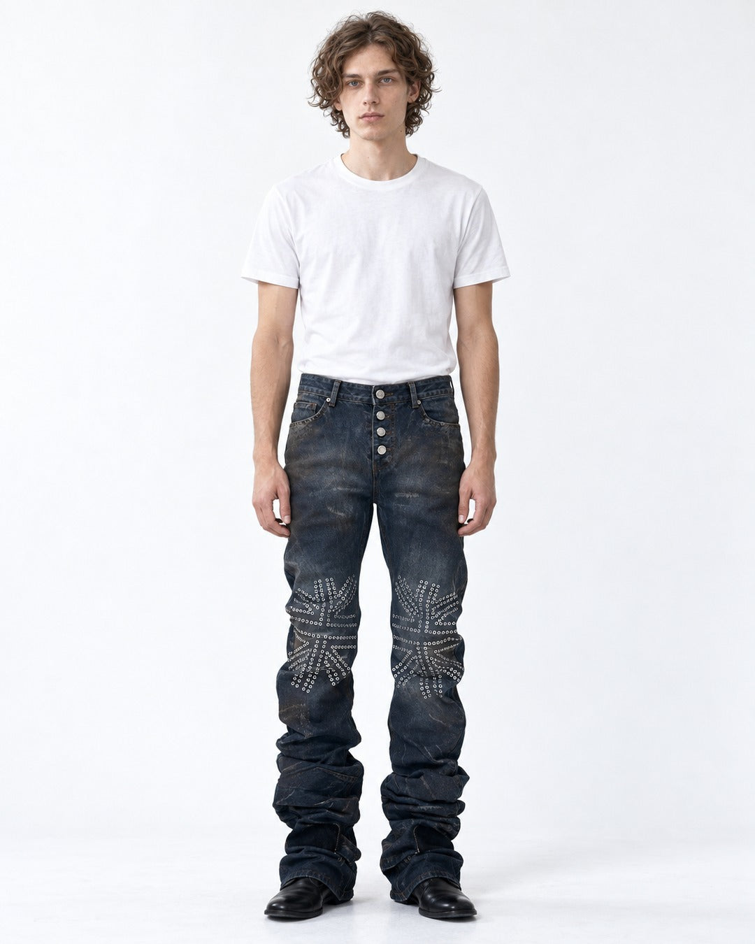 Union Jack Studded Flared Jeans
