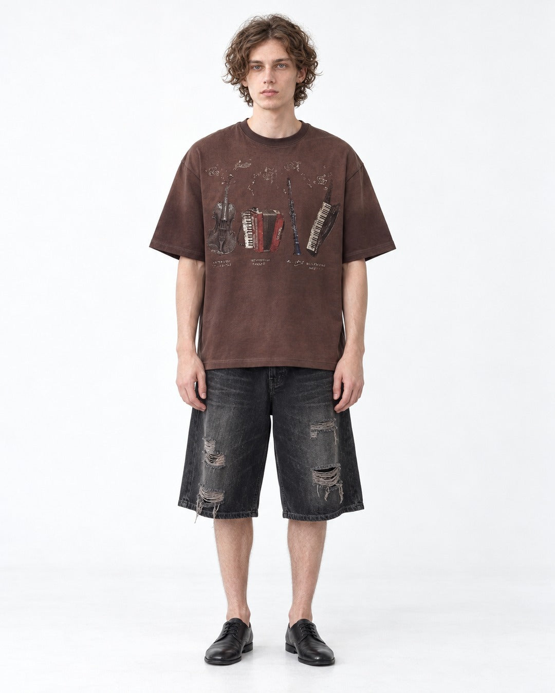 Instrument Print Spray-Dyed T-Shirt