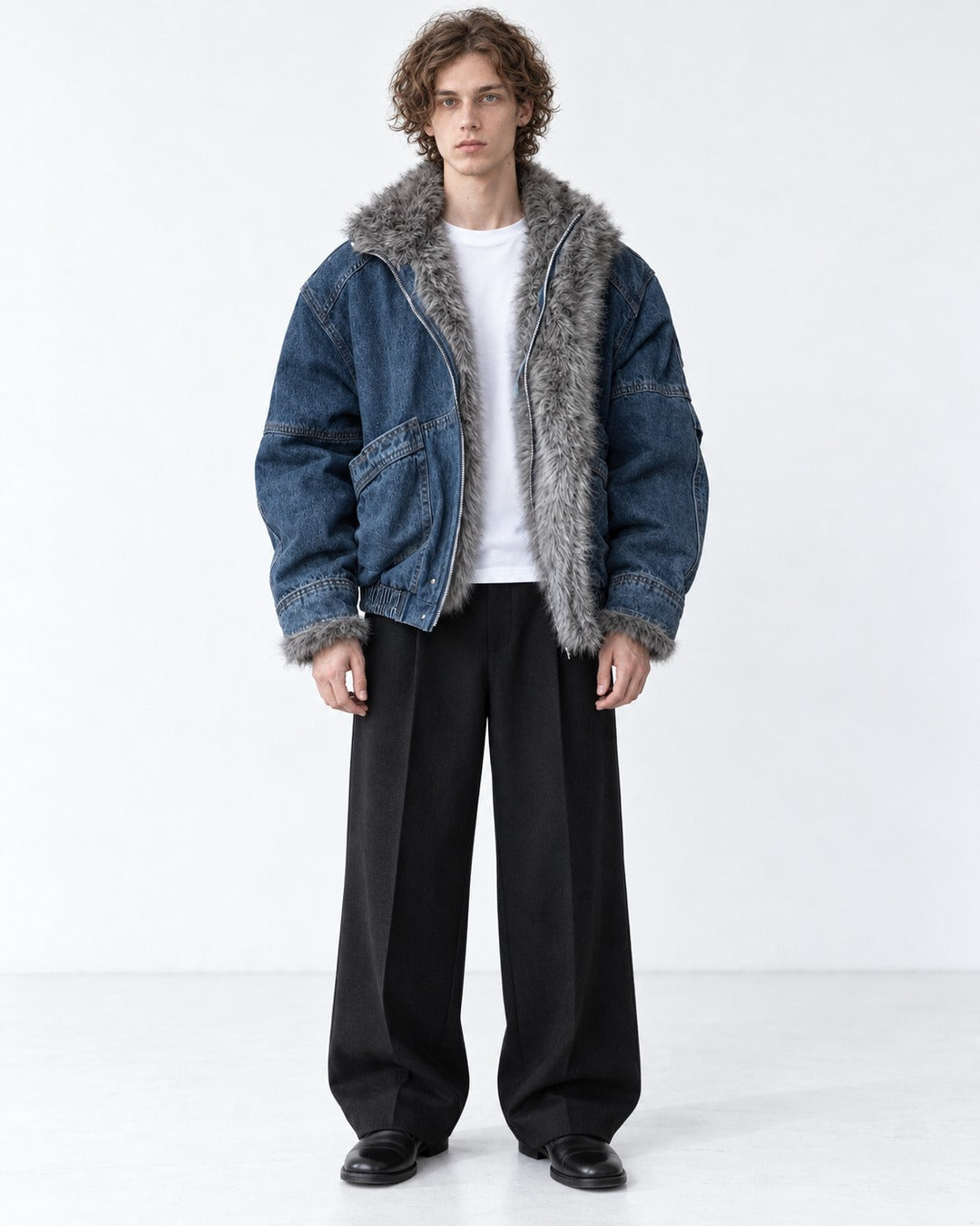 Shawl Fur-Collar Denim Jacket
