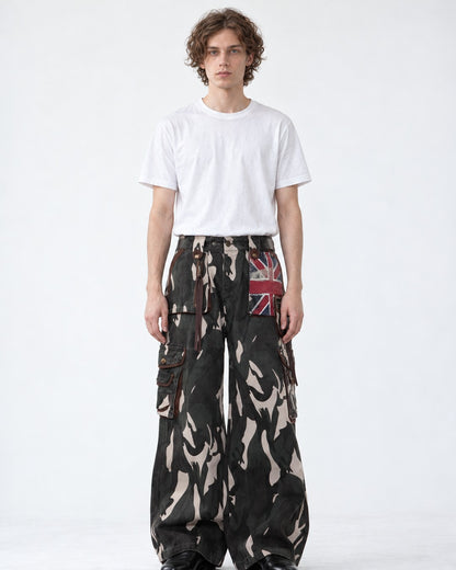 Retro Camouflage Denim Pants