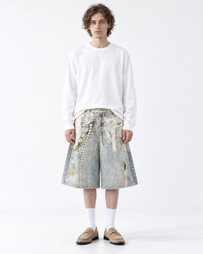 High Street Printed Denim Shorts