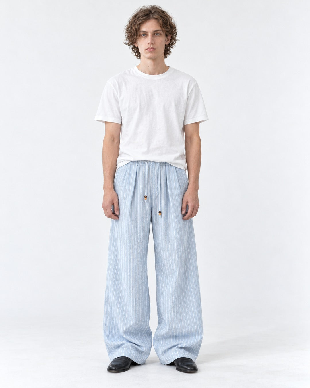 Striped Drawstring Wide Pants