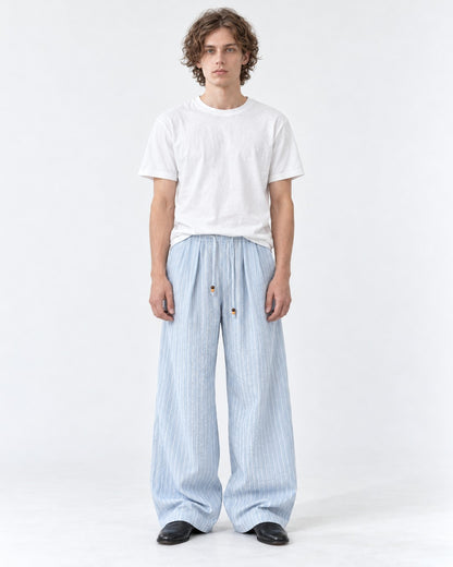 Striped Drawstring Wide Pants